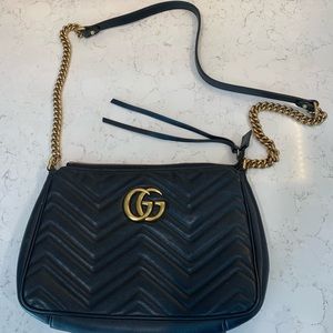 Gucci Nero Cross Body Purse black w/gold hardware
